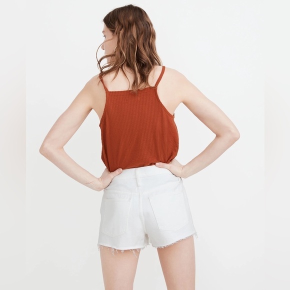 Madewell Relaxed Denim Shorts in Tile White Raw Hem High Rise Size 24 - Picture 9 of 13